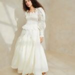 femmes Loeffler Randall crème robe en organza à smocks suzette vêtements 8HL8170
