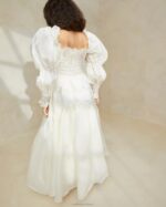 femmes Loeffler Randall crème robe en organza à smocks suzette vêtements 8HL8170 - Image 3