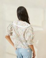 femmes Loeffler Randall crème/trèfle/coquelicot multi floral blouse chantal à manches bouffantes vêtements 8HL8202 - Image 3
