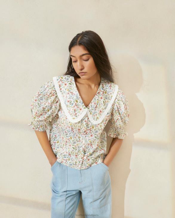 femmes_loeffler_randall_creme_trefle_coquelicot_multi_floral_blouse_chantal_a_manches_bouffantes_vetements_8hl8202.jpg femmes Loeffler Randall crème/trèfle/coquelicot multi floral blouse chantal à manches bouffantes vêtements 8HL8202 - Image 1