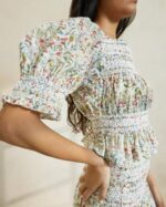 femmes Loeffler Randall crème/trèfle/coquelicot multi floral Blouse cintrée à manches bouffantes Nicola vêtements 8HL8200 - Image 2