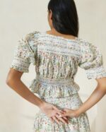 femmes Loeffler Randall crème/trèfle/coquelicot multi floral Blouse cintrée à manches bouffantes Nicola vêtements 8HL8200 - Image 3
