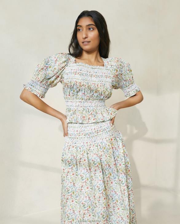 femmes_loeffler_randall_creme_trefle_coquelicot_multi_floral_blouse_cintree_a_manches_bouffantes_nicola_vetements_8hl8200.jpg femmes Loeffler Randall crème/trèfle/coquelicot multi floral Blouse cintrée à manches bouffantes Nicola vêtements 8HL8200 - Image 1
