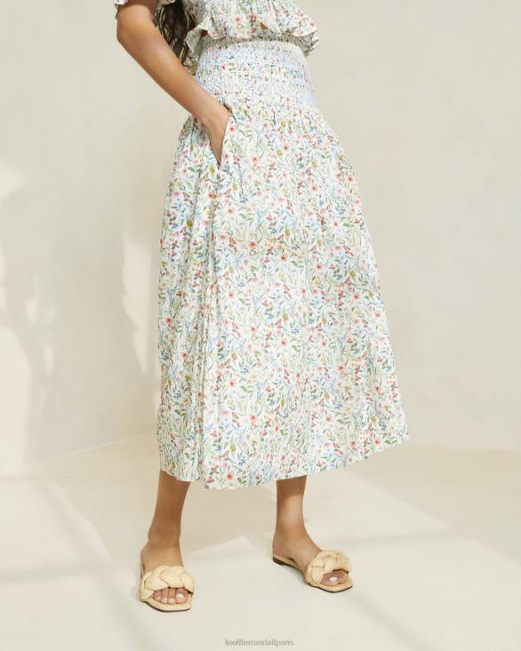 femmes Loeffler Randall crème/trèfle/coquelicot multi floral jupe midi à taille cintrée theodora vêtements 8HL8218 - Image 2