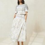 femmes Loeffler Randall crème/trèfle/coquelicot multi floral jupe midi à taille cintrée theodora vêtements 8HL8218