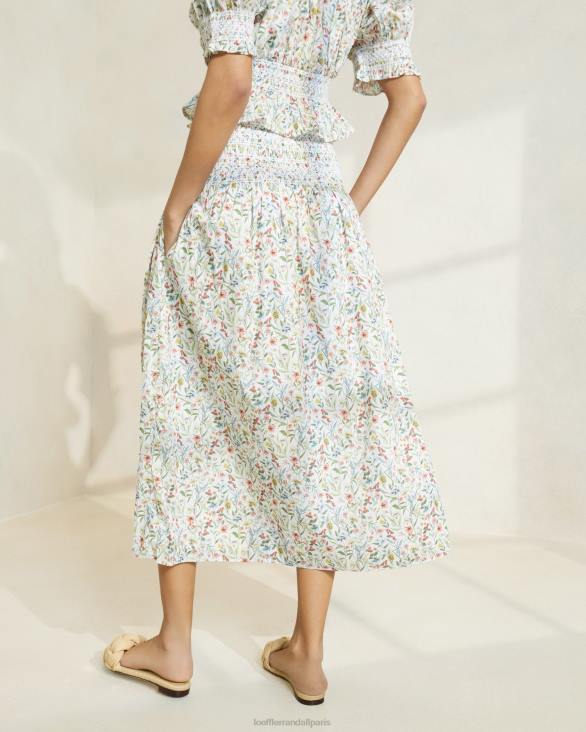 femmes Loeffler Randall crème/trèfle/coquelicot multi floral jupe midi à taille cintrée theodora vêtements 8HL8218 - Image 3