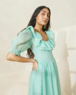 femmes Loeffler Randall écume de mer robe à manches bouffantes et volants shannon vêtements 8HL8174 - Image 2