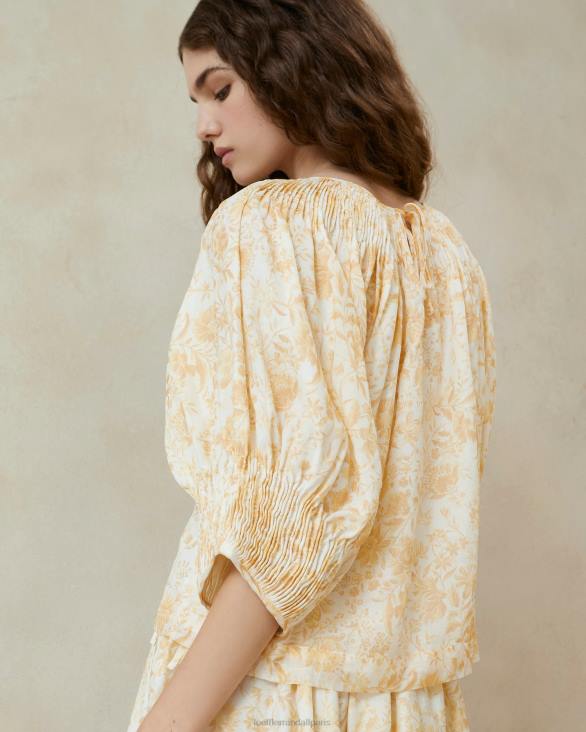 femmes Loeffler Randall floral de vigne ton sur ton haut smocké sloane vêtements 8HL8241 - Image 2