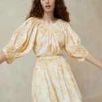 femmes Loeffler Randall floral de vigne ton sur ton haut smocké sloane vêtements 8HL8241