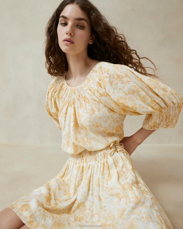 femmes Loeffler Randall floral de vigne ton sur ton haut smocké sloane vêtements 8HL8241 - Image 3