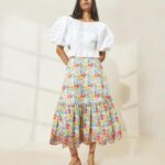 femmes Loeffler Randall floral multi coquelicot jupe opale à ourlet volanté vêtements 8HL8227