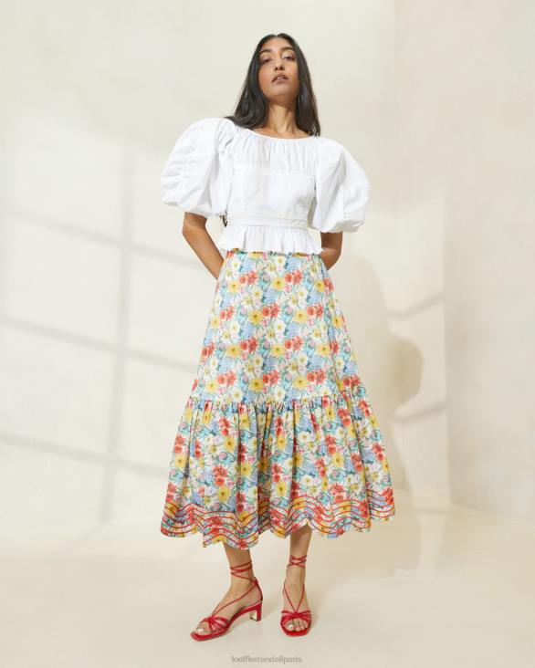 femmes Loeffler Randall floral multi coquelicot jupe opale à ourlet volanté vêtements 8HL8227 - Image 1