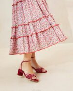 femmes Loeffler Randall imprimé fraise jupe midi à ourlet festonné ellie fraise vêtements 8HL8225 - Image 2
