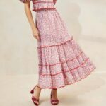 femmes Loeffler Randall imprimé fraise jupe midi à ourlet festonné ellie fraise vêtements 8HL8225
