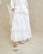 femmes Loeffler Randall Ivoire jupe à volants en dentelle crème Luna vêtements 8HL8217 - Image 2