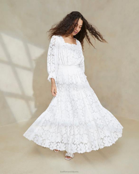 femmes Loeffler Randall Ivoire jupe à volants en dentelle crème Luna vêtements 8HL8217 - Image 1