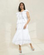 femmes Loeffler Randall Ivoire robe en dentelle à manches flottantes brynn vêtements 8HL8173