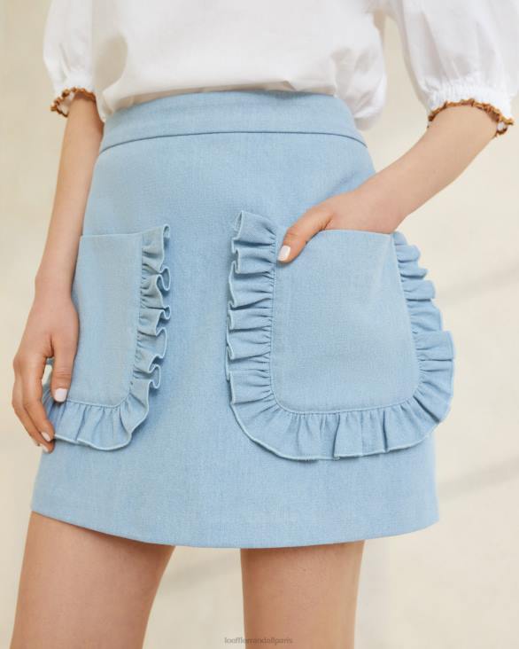femmes Loeffler Randall jean léger jupe eura à poches et volants vêtements 8HL8229 - Image 2