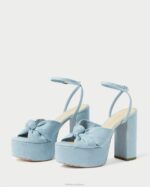 femmes Loeffler Randall jean léger plateforme de nœuds roz chaussures 8HL884 - Image 4