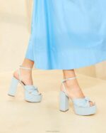 femmes Loeffler Randall jean léger plateforme de nœuds roz chaussures 8HL884 - Image 5