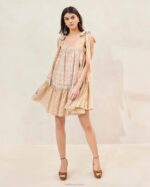 femmes Loeffler Randall marron fleuri/rayure marron robe janie à ourlet volanté vêtements 8HL8189