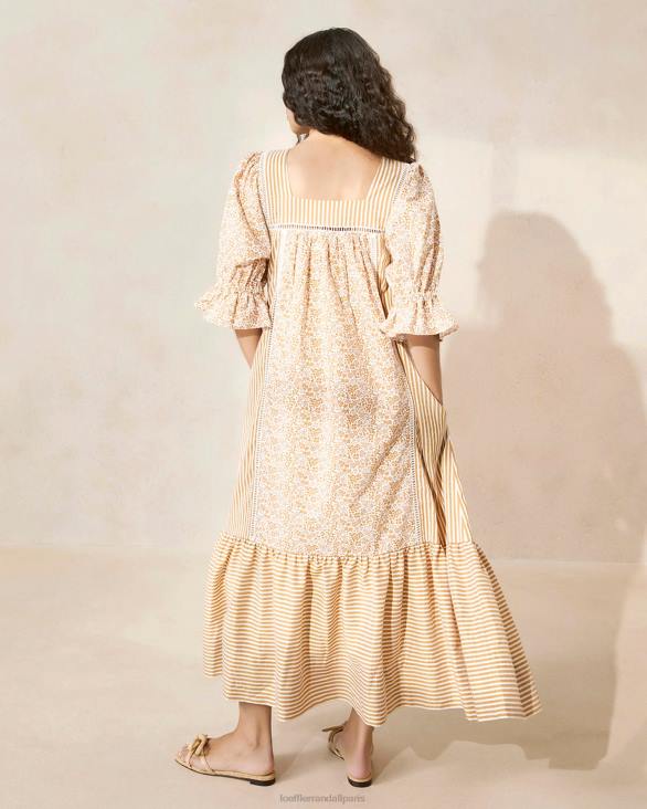 femmes Loeffler Randall marron fleuri/rayure marron robe longue phillipa vêtements 8HL8184 - Image 3