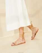 femmes Loeffler Randall Miel sandale à lacets avec nœud Colleen chaussures 8HL8135 - Image 5
