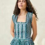 femmes Loeffler Randall mini vichy vert blouse festonnée arden vêtements 8HL8204