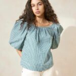 femmes Loeffler Randall mini vichy vert chemisier de tente eliza vêtements 8HL8207