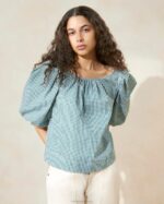 femmes Loeffler Randall mini vichy vert chemisier de tente eliza vêtements 8HL8207