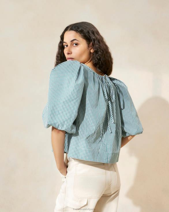 femmes Loeffler Randall mini vichy vert chemisier de tente eliza vêtements 8HL8207 - Image 3