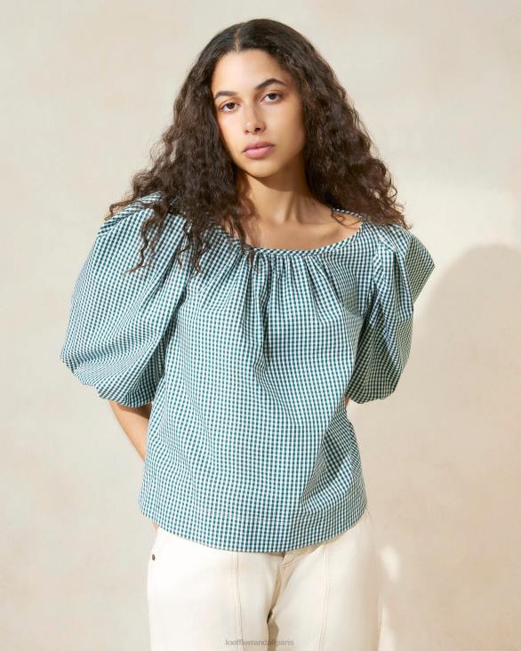 femmes Loeffler Randall mini vichy vert chemisier de tente eliza vêtements 8HL8207 - Image 1