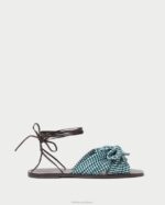 femmes Loeffler Randall mini vichy vert toboggan à nœud pivoine chaussures 8HL8136 - Image 2