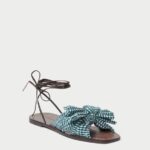 femmes Loeffler Randall mini vichy vert toboggan à nœud pivoine chaussures 8HL8136