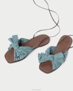 femmes Loeffler Randall mini vichy vert toboggan à nœud pivoine chaussures 8HL8136 - Image 3