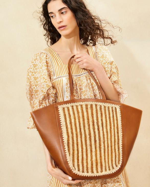 femmes Loeffler Randall naturel/marron/cognac cabas ailé Katia Sacs 8HL8321 - Image 5
