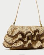 femmes Loeffler Randall naturel/marron pochette à volants odette Sacs 8HL8374 - Image 2