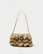 femmes Loeffler Randall naturel/marron pochette à volants odette Sacs 8HL8374 - Image 3