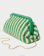 femmes Loeffler Randall naturel/rayure verte embrayage à cadre trudie Sacs 8HL8391 - Image 2