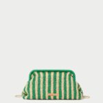 femmes Loeffler Randall naturel/rayure verte embrayage à cadre trudie Sacs 8HL8391