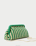femmes Loeffler Randall naturel/rayure verte embrayage à cadre trudie Sacs 8HL8391 - Image 4