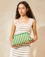 femmes Loeffler Randall naturel/rayure verte embrayage à cadre trudie Sacs 8HL8391 - Image 5