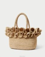 femmes Loeffler Randall naturel sac fourre-tout à volants en raphia lori Sacs 8HL8322 - Image 2