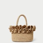femmes Loeffler Randall naturel sac fourre-tout à volants en raphia lori Sacs 8HL8322