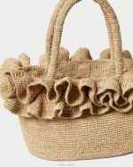 femmes Loeffler Randall naturel sac fourre-tout à volants en raphia lori Sacs 8HL8322 - Image 3