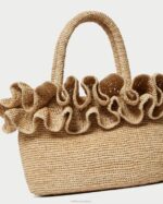 femmes Loeffler Randall naturel sac fourre-tout à volants en raphia lori Sacs 8HL8322 - Image 4
