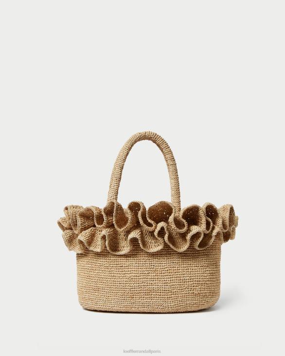 femmes Loeffler Randall naturel sac fourre-tout à volants en raphia lori Sacs 8HL8322 - Image 1