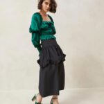 femmes Loeffler Randall noir jupe milo à volants festonnés vêtements 8HL8242