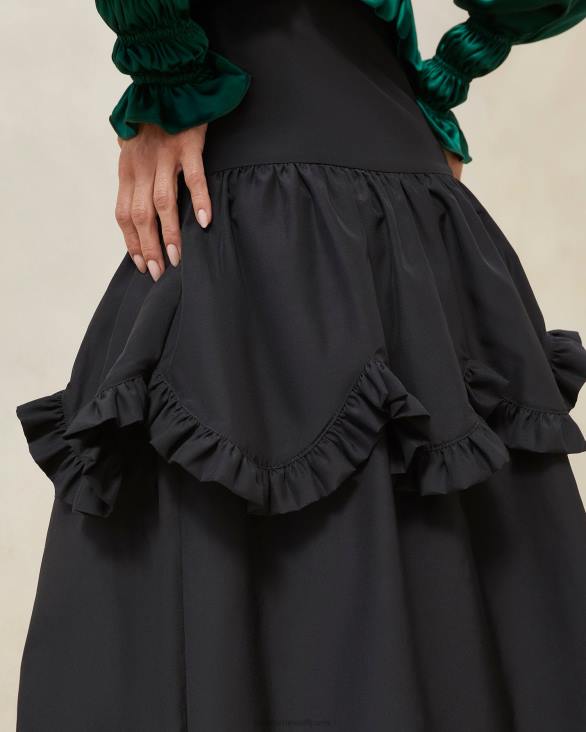 femmes Loeffler Randall noir jupe milo à volants festonnés vêtements 8HL8242 - Image 3