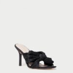 femmes Loeffler Randall noir mule à nœud plissé Claudia chaussures 8HL860